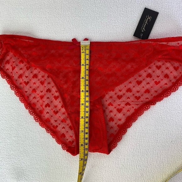 Frederick's Of Hollywood Size 1X Red Maree Hearts Lace Love Panty NWT - Picture 4 of 9
